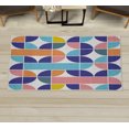 thumbnail image 1 of Retro Decorative Rug, Pop Art Funky Unusual Geometric Forms Mosaic Style Old Fashioned Graphic, Quality Carpet for Bedroom Dorm and Living Room, 6 Sizes, Indigo White, by Ambesonne, 1 of 1