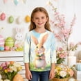 thumbnail image 2 of Girls Easter Shirt Kids Big Kid Long Sleeve Crewneck Bunny with Flowers Graphic Tee Polyester Spandex Multicolor,Size 5 T, 2 of 9
