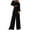 Black, variant on Lounge Outfits Sets For Women 2 Piece Casual Solid Color Lapel Button Long Sleeved Pants Two-piece Set Up to 65% off