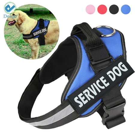 Deago No Pull Reflective Adjustable Service Dog Harness Tactical Walk Vest with Handle For Small Medium Large Dogs (Blue, (Best No Pull Harness For Basset Hound)