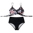 thumbnail image 6 of Dihao Two Piece Bikini for Women Clearance Plus Size Women Summer Vintage Swimsuit Printed Wrap Cutout Bikini Sets Swimwear Push Up High Waist Bikini, 6 of 6