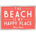 thumbnail image 1 of Block Island - The Beach is My Happy Place - Simply Said - Lantern Press Poster (36x24 Giclee Art Print, Gallery Framed, Silver Wood), 1 of 1