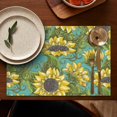 thumbnail image 5 of Rustic Sunflower Placemats Set of 4, Machine Washable Durable Linen Table Mats with Heat Resistant Boho Floral Design Featuring Bees, Butterflies, and Yellow Bloom Pattern, 5 of 6