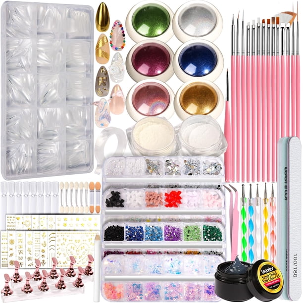 Kit de uñas acrílicas Teenitor con polvo cromado, puntas de almendra y más