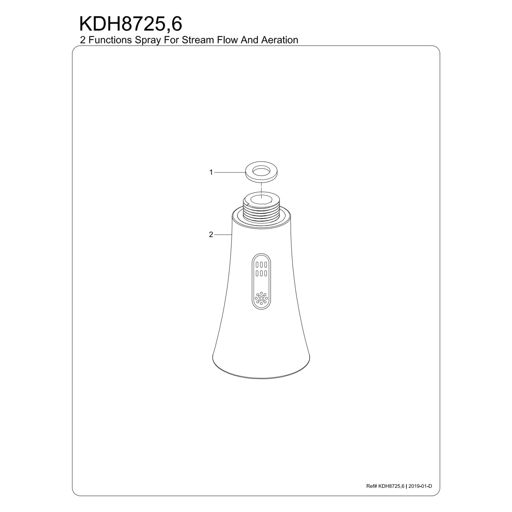 Kingston Brass KDH8726 Pull-Down Kitchen Faucet Sprayer Head, Naples Bronze