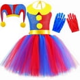 thumbnail image 3 of Increíble disfraz de circo digital Pomni para niños, vestido con tutú, ropa roja y azul para Halloween, disfraces de payaso para niñas, vestidos de princesa para fiestas elegantes, 3 of 5