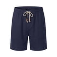 thumbnail image 2 of GIRUNS Men's Linen Shorts Casual Summer Beach Drawstring Elastic Waist Shorts with Pocket Navy Blue XL, 2 of 7