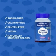 Dream Water Sleep Gummies, Sugar-Free, Gelatin-Free; Blend of 3 Ingredients, GABA, 5mg Melatonin & 5-HTP; Snoozeberry, 60 Gummies