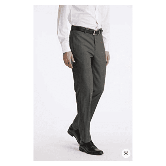 Perry Ellis Mens Flat Front Travel-Luxe Dress Pants, Charcoal,52X32