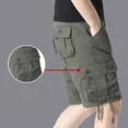 thumbnail image 3 of Pantalones cortos para hombre, anchos, holgados, de gran tamaño, con botones, pantalones cortos cargo para hombre, sueltos, populares, elegantes, casuales, de algodón, vintage, nuevos en Y2k, 3 of 5