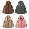thumbnail image 4 of GYRATEDREAM 4-12Y Girls Boys Hooded Fleece Jacket Toddler Baby Button down Solid Color Wool Outwear Coat with Pockets Kids Children Warm Fall Winter Clothes Dark Grey, 4 of 4
