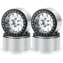 RCLIONS 4PCS 2.2inch Beadlock Wheels 35mm RC 2.2 Aluminum Rims for AXIAL Wraith RR10 90048/90018 TRX4 1/10th RC Crawler Truck Car (Silver)