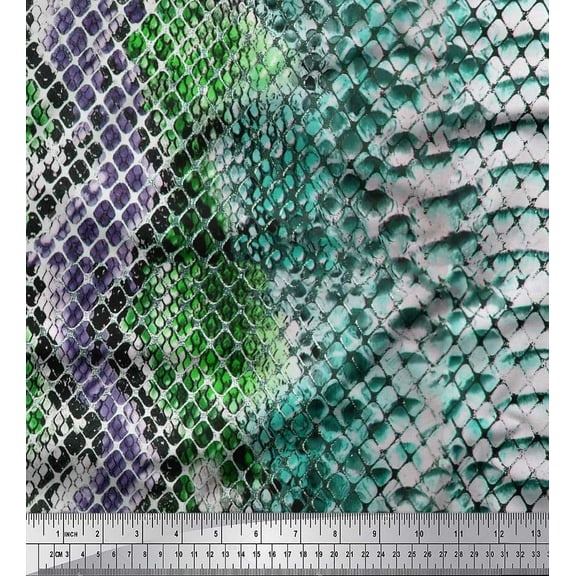 Soimoi Cotton Duck Fabric Snake Animal Skin Print Fabric by The Yard 42 Inch Wide