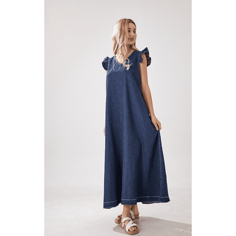 denim ruffle dress plus size City Chic Plus Size August Dress