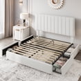 thumbnail image 4 of Einfach Full Bed Frame with Adjustable Upholstered Velvet Headboard and 4 Storage Drawers, No Box Spring Required, White, 4 of 12