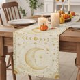 thumbnail image 2 of Golden Moon Cotton Linen Rectangle Table Runners 13"x60", Abstract Mystical Universe Planet Coffee Table Runner Dresser Scarves Luxury Table Runners for Wedding Party Banquet Dinner Decor, 2 of 8