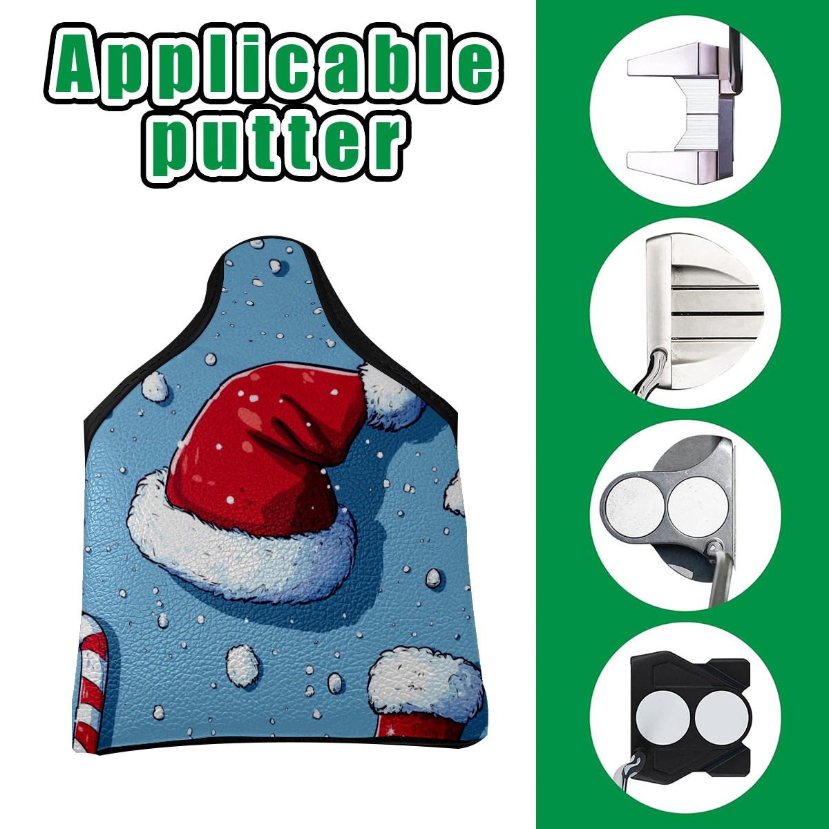 Golf Mallet Putter Cover Santa Hat Premium Leather Waterproof Magnetic Closure