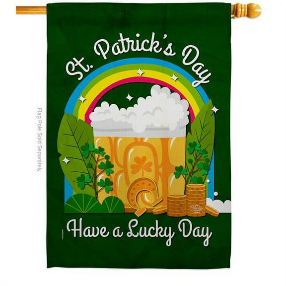 Ornament Collection H190043-BO St. Pat Lucky Day Springtime Double-Sided Garden Decorative House Flag, Multi Color