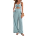 thumbnail image 1 of Mono AGERWAY, elegante para verano, cuello en V, corte torcido, color verde L, 1 of 7