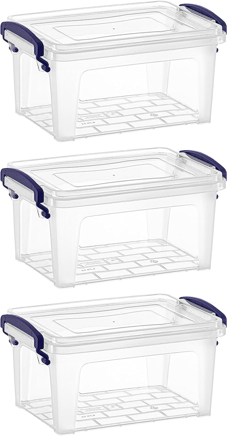 Superio Clear Storage Bins with Lids, Stackable Storage Box with