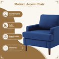 thumbnail image 2 of Techmilly Accent Chairs, Mid-Century Linen Fabric Armchair for Living Room, Modern Comfy Sofa Chair for Bedroom, Upholstered Reading Chairs for Reading Space, Wating Room - Blue, 2 of 7