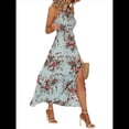 thumbnail image 2 of Vestido Bohemio de Verano Sin Mangas con Cuello Halter y Abertura Larga para Mujer Azul M, 2 of 9