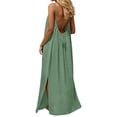 thumbnail image 6 of Maqroz Backless Cami Dresses for Women Plus Size Casual Sleeveless Spaghetti Strap House Dress Long Sundress with Back Tie Summer Lounge Dress Beach Vacation Clothes Green S, 6 of 7