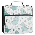 thumbnail image 2 of Haosy 3 Ring Zipper Binder with Shoulder Strap Waterproof Trapper Keeper 2 Inch D-Ring 500 Sheets Capacity, Cute Green Dinosaurs and Egg, 2 of 8