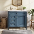 thumbnail image 2 of JERFIT 36 inch Indigo Blue Bathroom Vanity with Ceramic Sink, Modern Storage Cabinet with 3 Drawers and Organizer Door for Powder Room, 2 of 3