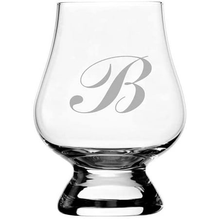 

B Commercial Script Monogrammed Etched 2.5oz Glencairn Wee Whisky Glass