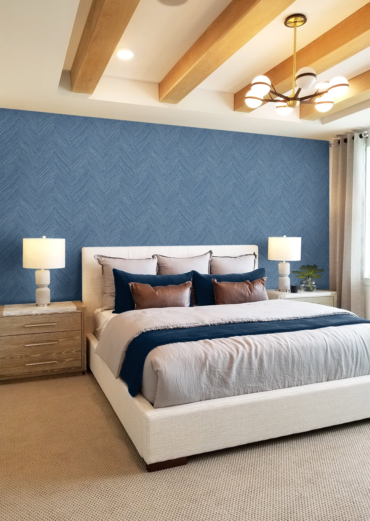 NextWall Lakeside Chevron Stripe Peel and Stick Wallpaper