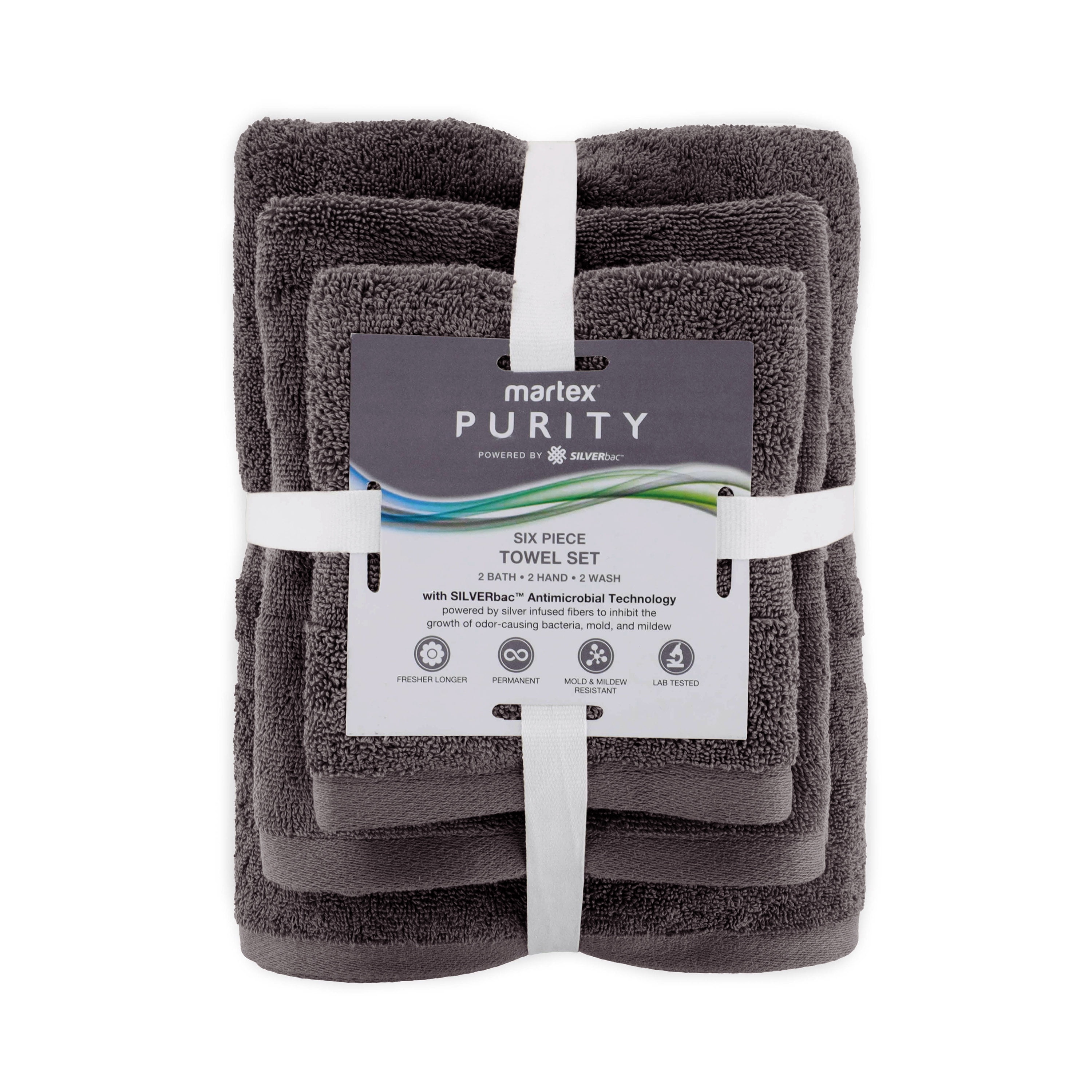 Martex 6-piece Luxury Towel Set, 2 Bath Towels 2 Hand Towels 2 Washcloths -  600 Gsm 100% Ring Spun Cotton Highly Absorbent Soft Towels For Bathroom 