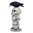 thumbnail image 7 of Gothic Raven Crow Bird Perching On Totem Stacked Skulls With LED Light Statue, 7 of 7