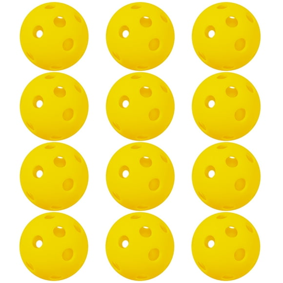 12 Paquets Balles de Pickleball d'Intérieur 26 Trous pour Terrain Intérieur Jaune 12
