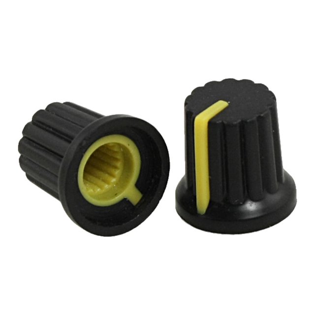 Unique Bargains 5 Pcs Black Plastic Knobs w Yellow Mark for Potentiometer Pot