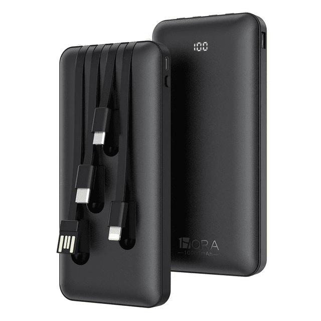 Power Bank Batería Portátil 10000mah Con Built In 4 Cables Micro Usb V8 Ip Tipo C 1hora Con Pantalla Digital Cargador De Batería Universal
