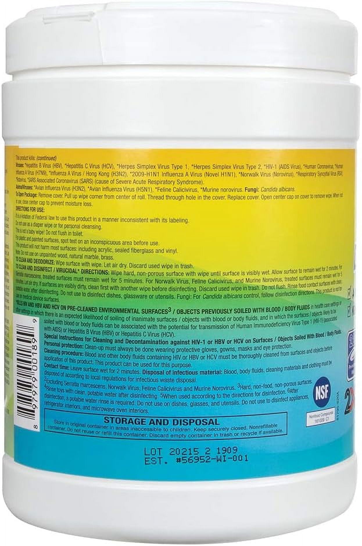 2XL - Disinfecting Wipes - FORCE2 Disinfecting Wipes are Safe, Fast-Acting, EPA-Registered, Medical-Grade Disinfectant Wipes - White - SH - 6" w x 6.75" l - White