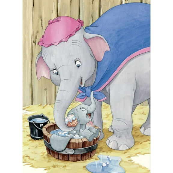 5D Dumbo Diamond Art Kits for Adults Beginners, Cartoon DIY Full Round Drill Diamond Painting Kits, Paint by Diamonds Dot Gem Art Crystal Easy,12×16Inch