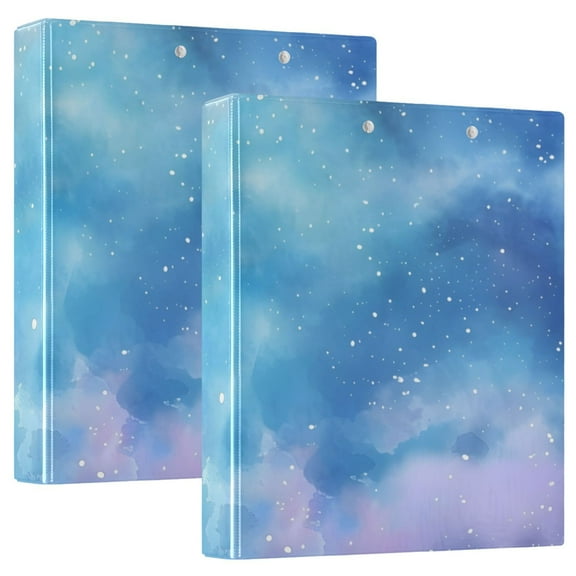 Starry Light Blue Sky Hardcover 3 Ring Binder 1.5 inch Round Rings with Interior Pockets Binders Organizer Office School 1 Pack