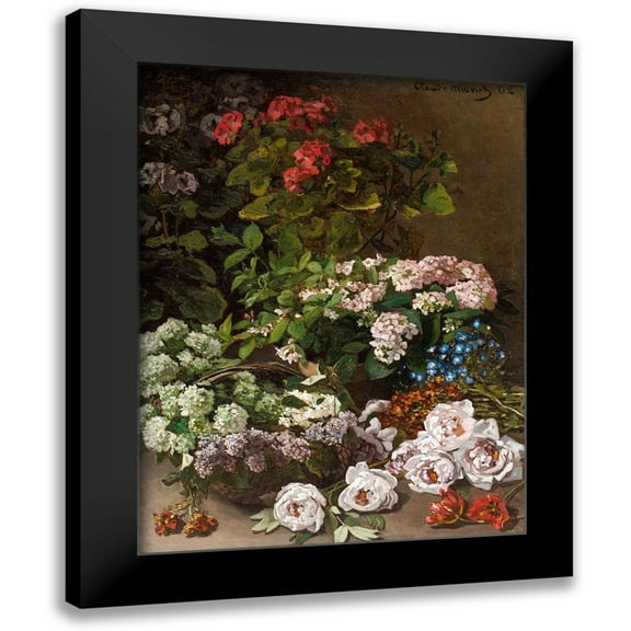 Monet, Claude 12x14 Black Modern Framed Museum Art Print Titled - Spring Flowers
