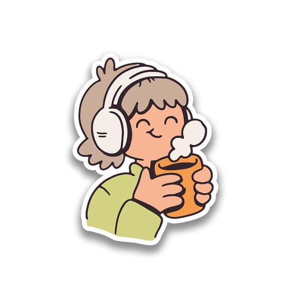 Cute Toon Kid W Mug Sticker -Smartprints Designs, Vinyl Sticker