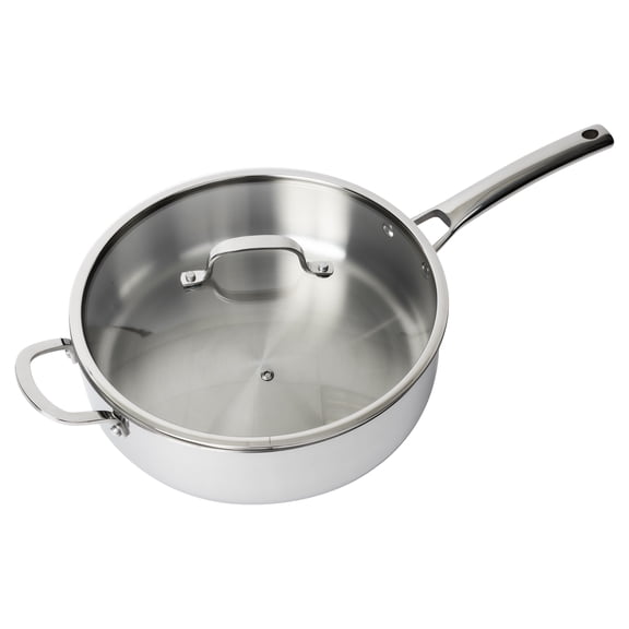 CoreClad Tri-Ply Stainless Steel 6qt Saute Pan with Glass Lid, Dishwasher Safe and Oven Safe, Works on All Cooktops
