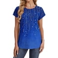 thumbnail image 3 of Staron Hauts d'Été pour Femmes Décontractés Doux Raglan Manches Courtes Col Rond Chemisiers Imprimé Floral Chic d'Été Basiques T-Shirts de Bureau Hauts Bleu G, 3 of 6