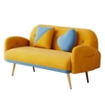 thumbnail image 4 of Glavbiku 58" Velvet Sofa with Gold Legs,Upholstered Loveseat with 2 Pillows for Living Room,, 4 of 9