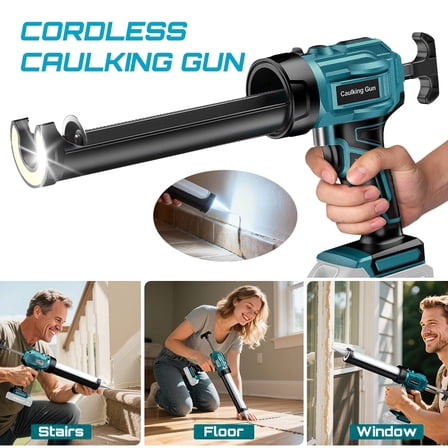 Cordless Caulking Gun for Makita 18V Batteries, 4-Speed Adjustable, LED Light, Anti-Drip System, 10oz/300ml Caulk Adhesive Gun for Window, Automotive, Bathroom, Tile Repair & Silicone Sealant