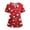 Red, variant on Women's Scrubs Top - Floral 4th of July Print V-Neck Nursing Uniform with Pockets, USA 250th Anniversary Stretchy Short Sleeve Tunic Black L