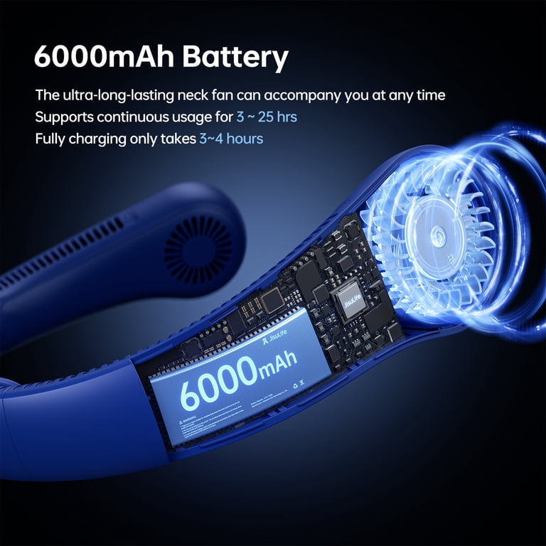 JISULIFE Upgraded Portable Neck Fan, 6000mAh Rechargeable with
