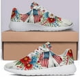 thumbnail image 3 of Patriotic Floral Shoes 4th Of July Print Sneakers Lightweight Comfortable Running Shoes for Men Women White Size 9.5, 3 of 7