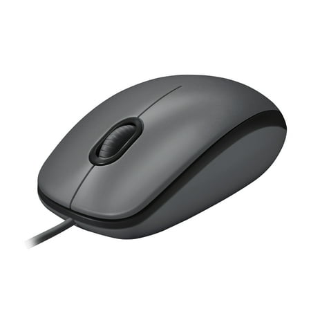 Logitech M100 Wired USB Mouse, 3-Buttons,1000 DPI Optical Tracking, Ambidextrous, Compatible with PC, Mac, Laptop, Gray