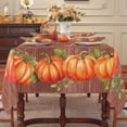 thumbnail image 3 of Fall Table Cloth 60x84 Inch Rectangle, Woodgrain Pumpkin Print Waterproof Wrinkle-Resistant Tablecloth for Autumn Thanksgiving Harvest Dining Kitchen Decor, 3 of 7